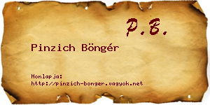 Pinzich Böngér névjegykártya